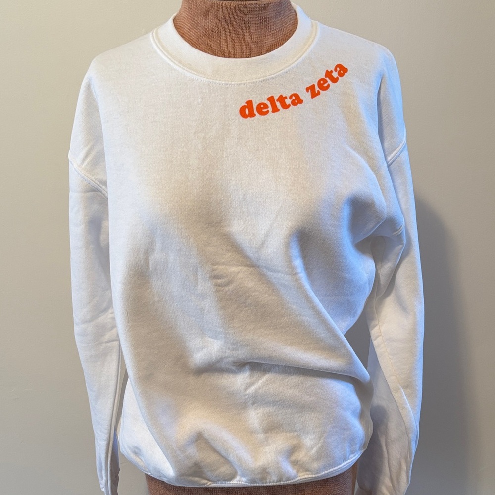 Delta Zeta White Crew Neck Sweater